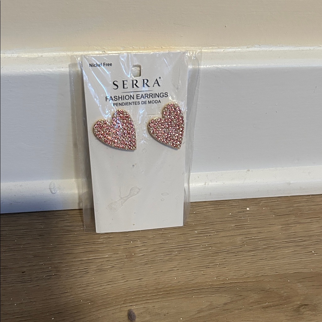 Serra Glittering Pink Heart Earrings